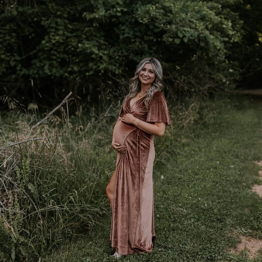 Elegant Velvet Maternity Dress